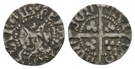 English Medieval Coins - Henry IV - London - Light Coinage Halfpenny
1412-1413 AD. Type 4. Obv: facing bust with annulet each side of crown and +HENR...