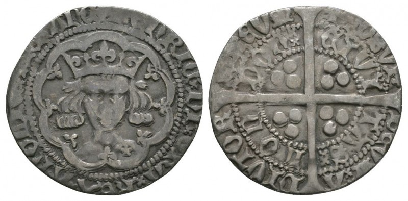 English Medieval Coins - Henry V - London - Frowning Bust Groat
1413-1422 AD. C...