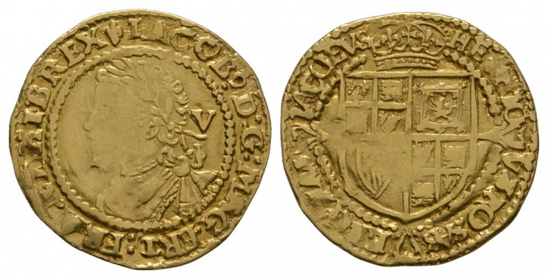 English Stuart Coins - James I - Gold Muled Mintmarks Quarter Laurel (5 Shilling...