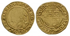 English Stuart Coins - James I - Gold Muled Mintmarks Quarter Laurel (5 Shillings)
1621-1623 AD. Third coinage, second bust. Obv: profile bust with V...