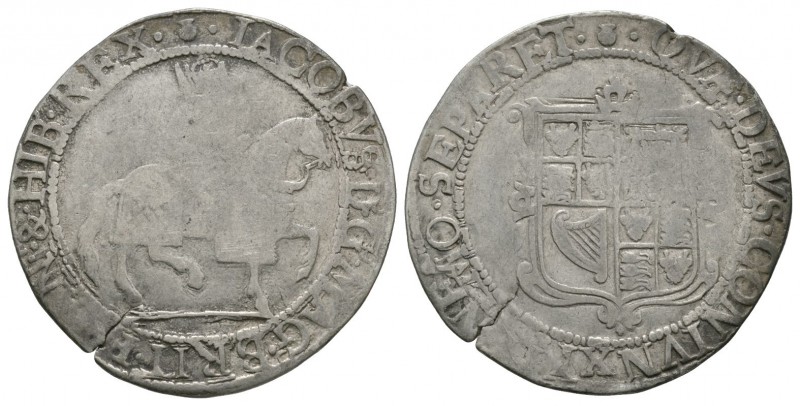 English Stuart Coins - James I - Halfcrown
1621-1623 AD. Third coinage. Obv: ki...
