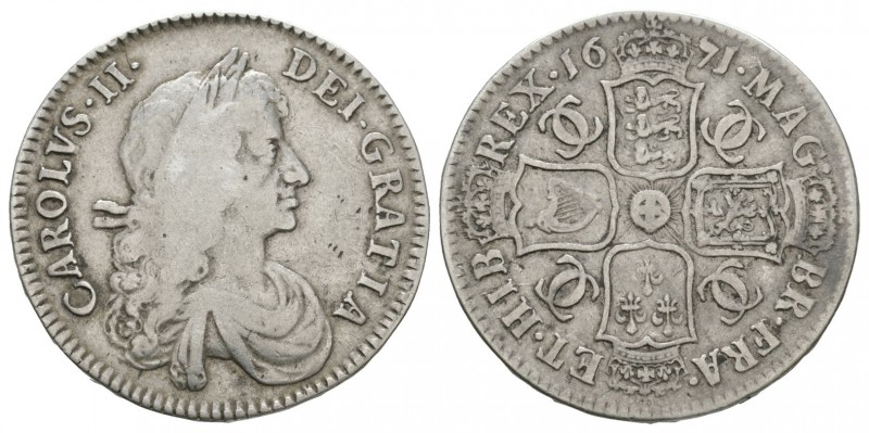English Milled Coins - Charles II - 1671 - Halfcrown
Dated 1671 AD. Obv: profil...