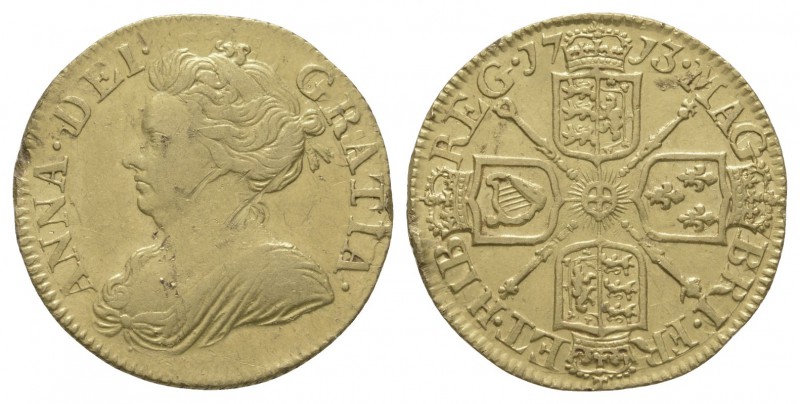 English Milled Coins - Anne - 1713 - Gold Half Guinea
Dated 1713 AD. Post Union...