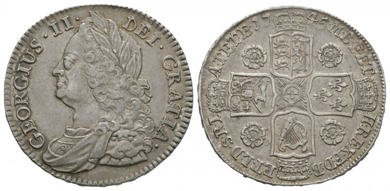 English Milled Coins - George II - 1745 D NONO - Halfcrown
Dated 1745 AD. Old b...