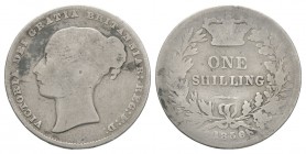 English Milled Coins - Victoria - 1859 over 58 - Shilling
Dated 1859 AD. Young head. Obv: profile bust with VICTORIA DEI GRATIA BRIATANNIAR REG F D l...