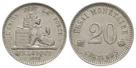 World Coins - Belgium - 1859 - 20 Centimes Essai
Dated 1859 AD. Obv: lion with L'UNION FAIT LA FORCE legend with BELGIQUE and date in two lines below...
