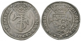 World Coins - Denmark - Frederik III - 1658 - 4 Marks (Krone)
Dated 1658 AD. Obv: crown over F3 monogram with IIII MARCK DANSKE legend and date. Rev:...