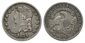 World Coins - USA - 1834 - Liberty Cap Half Dime (5 Cents)
Dated 1834 AD. Obv: profile bust with stars around and date below. Rev: eagle with E PLURI...