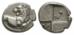 Ancient Greek Coins - Thrace - Cherronesos - Lion Hemidrachm
480-350 BC. Obv: forepart of lion, head reverted. Rev: quadripartite incuse square, dot ...