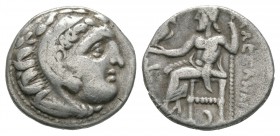 Ancient Greek Coins - Macedonia - Alexander III (the Great) - Zeus Drachm
310-301 BC. Kolophon mint. Obv: head of Herakles right, wearing lionskin he...