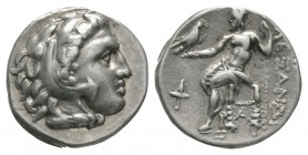 Ancient Greek Coins - Macedonia - Alexander III - Zeus Drachm
323-319 BC. Sardes mint. Obv: head of Herakles right, wearing lionskin headdress. Rev: ...