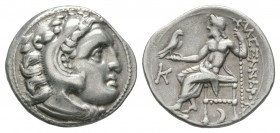 Ancient Greek Coins - Macedonia - Alexander III (the Great) - Zeus Drachm
310-301 BC. Struck under Antigonos I Monophthalmos, Kolophon mint. Obv: hea...