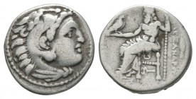 Ancient Greek Coins - Macedonia - Alexander III (The Great) - Zeus Drachm
323-319 BC. Kolophon mint. Obv: head of Herakles right, wearing lionskin he...