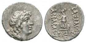 Ancient Greek Coins - Eusebeia - Ariarathes IX - Athena Drachm
100-85 BC. Cappadocia mint. Obv: diademed head of Ariarathes right. Rev. BASILEOS ARIA...