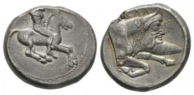 Ancient Greek Coins - Sicily - Gela - Horseman Didrachm
490-475 BC. Obv: cavalryman, brandishing spear, charging right on horseback. Rev: ELA-S with ...