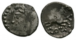 Celtic Iron Age Coins - Gaul - Aedui - Diasvlos - Horse Quinarius
50 BC-25 AD. Obv: head left within beaded circle. Rev: horse right with DIASVLOS ar...