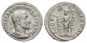 Ancient Roman Imperial Coins - Maximinus I - Fides Militum Denarius
236-238 AD. Rome mint. Obv: IMP MAXIMINVS PIVS AVG legend with laureate and drape...