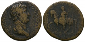 Ancient Roman Imperial Coins - Hadrian - Mauretania Sestertius
136 AD. Rome mint. Obv: HADRAINVS AVG COS III P P legend with laureate and draped bust...