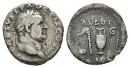 Ancient Roman Imperial Coins - Vespasian - Implements Denarius
72-73 AD. Rome mint. Obv: IMP CAES VESP AVG P M COS IIII legend with laureate bust rig...