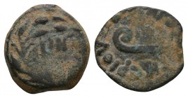 Ancient Roman Provincial Coins - Pontius Pilate (under Tiberius) - Judea - Prutah
26-36 AD. Struck 31 AD, year 18. Obv: TIBEPIOY KAICAPOC legend with...