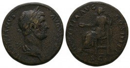 Ancient Roman Imperial Coins - Hadrian - Justitia Sestertius
131 AD. Rome mint. Obv: HADRIANVS AVGVSTVS legend with laureate and draped bust right. R...