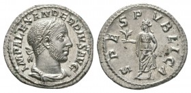 Ancient Roman Imperial Coins - Severus Alexander - Spes Denarius
232 AD. Rome mint. Obv: IMP ALEXANDER PIVS AVG legend with laureate and draped bust ...