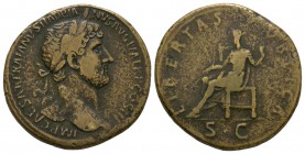 Ancient Roman Imperial Coins - Hadrian - Libertas Sestertius
119-121 AD. Rome mint. Obv: IMP CAESAR TRAIANVS HADRIANVS AVG P M TR P COS III legend wi...