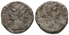 Ancient Roman Provincial Coins - Nero - Alexandria - Tiberius Tetradrachm
66-67 AD. Alexandria mint. Obv: ??P? ???? ???? ??B ??P ?? legend with radia...