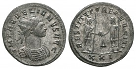Ancient Roman Imperial Coins - Aurelian - Emperor with Mars Antoninianus
274-275 AD. Cyzicus mint. Obv: IMP AVRELIANVS AVG legend with radiate and cv...