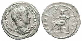Ancient Roman Imperial Coins - Severus Alexander - Jupiter Denarius
225 AD. Rome mint. Obv: IMP C M AVR SEV ALEXAND AVG legend with laureate and drap...