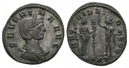Ancient Roman Imperial Coins - Severina - Sol Antoninianus
274-275 AD. Wife of Aurelian, Ticinum mint. Obv: SEVERINA AVG legend with draped bust righ...