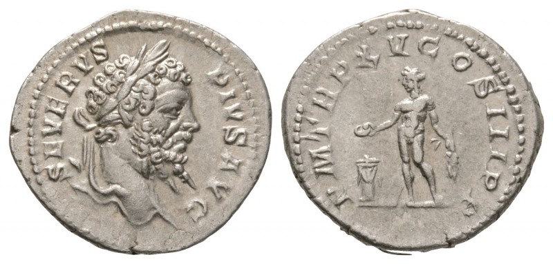 Ancient Roman Imperial Coins - Septimius Severus - Genius Denarius
207 AD. Rome...