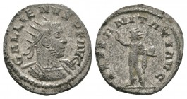 Ancient Roman Imperial Coins - Gallienus - Sol Antoninianus
265-268 AD. Uncertain mint. Obv: GALLIENVS P F AVG legend with radiate, draped and cuiras...