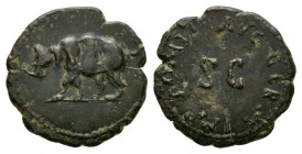 Ancient Roman Imperial Coins - Domitian - Rhinoceros Quadrans
83 AD or later. Rome mint. Obv: rhinoceros walking left. Rev: IMP DOMIT AVG GERM legend...