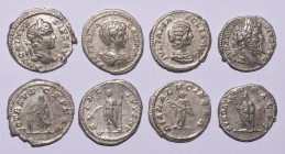 Ancient Roman Imperial Coins - Septimius Severus to Geta - Denarii [4]
193-212 AD. Group comprising denarii of: Septimius Severus (emperor standing);...