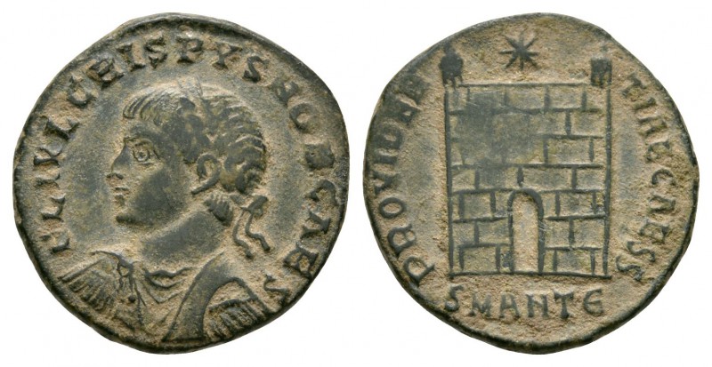 Ancient Roman Imperial Coins - Crispus - Camp Gate Centenionalis
325-326 AD. An...