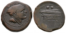 Ancient Roman Republican Coins - Post Reform - Galley Sextans
211-206 BC. Rome mint. Obv: head of Mercury right. Rev: prow right with ROMA above and ...