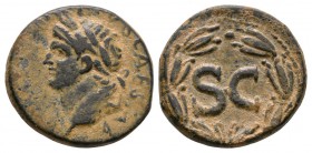 Ancient Roman Provincial Coins - Domitian - Antioch - Wreath Bronze
69-81 AD. Obv: DOMITIANVS CAESAR legend with laureate head left. Rev: large SC in...