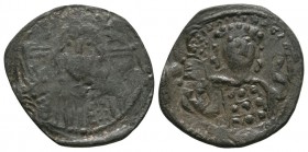 Ancient Byzantine Coins - Michael VII Dukas - Follis
1071-1078 AD. Constantinople mint. Obv: IC-XC to upper left and right of bust of Christ facing, ...