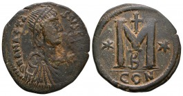 Ancient Byzantine Coins - Anastasius I - Large M Follis
491-515 AD. Constantinople mint. Obv: D N ANASTASIVS PP AVG legend with diademed, draped and ...
