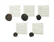 Ancient Byzantine Coins - Justinian I to Justinian II - Bronze Issues [5]
6th-7th century AD. Group comprising: Justinian I, folles (2); Phocas, half...