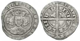 English Medieval Coins - Edward III - London - Pre Treaty Groat
1351-1361 AD. Class C(?"). Obv: facing bust within tressure with EDWARD D G REX ANGL ...