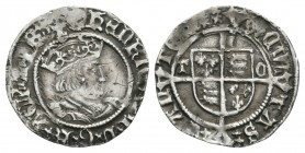 English Tudor Coins - Henry VIII - Canterbury / Cranmer - Profile Halfgroat
1533-1544 AD. Second coinage, Archbishop Thomas Cranmer. Obv: profile bus...