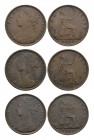 English Milled Coins - Victoria - 1874, 1875, 1878 - Pennies [3]
Dated 1874, 1875 and 1878 AD. Bun head. Obvs: profile bust with VICTORIA D G BRITT R...