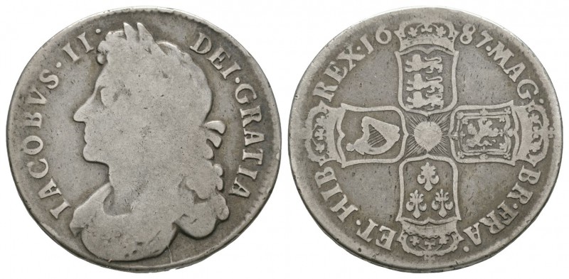 English Milled Coins - James II - 1687 - Halfcrown
Dated 1687 AD. Obv: profile ...