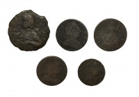 English Milled Coins - George III - Halfpennies, Jeton and Admiral Vernon Medal Group [5]
18th century AD. Group comprising: George III, halfpennies ...