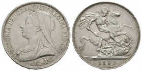 English Milled Coins - Victoria - 1893 LVI - Crown
Dated 1893 AD. Obv: profile bust with VICTORIA DEI GRA BRITT REGINA FID DEF IND IMP legend. Rev: S...