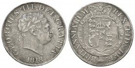 English Milled Coins - George III - 1818 - Contemporary Counterfeit Halfcrown
Dated 1818 AD. Silvered, last coinage. Obv: profile bust with GEORGIUS ...