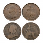 English Milled Coins - Victoria - 1897 - 'O.NE' and Normal Pennies [2]
Dated 1897 AD. Obv: profile bust with VICTORIA DEI GRA BRITT REGINA FID DEF le...