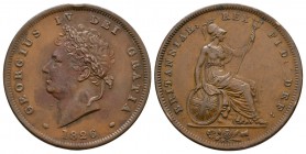 English Milled Coins - George IV - 1826 - Penny
Dated 1826 AD. Obv: profile bust with date below and GEORGIUS IV DEI GRATIA legend. Rev: seated Brita...